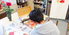一般学生クラス 油絵を始めたSくん